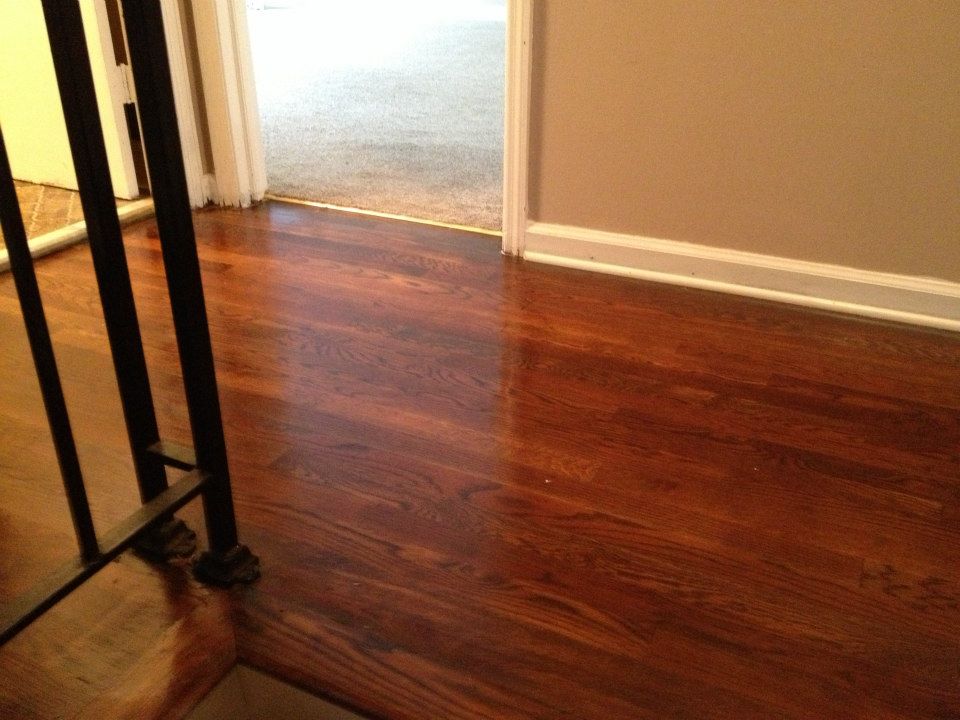 A wood floor after being refinished
