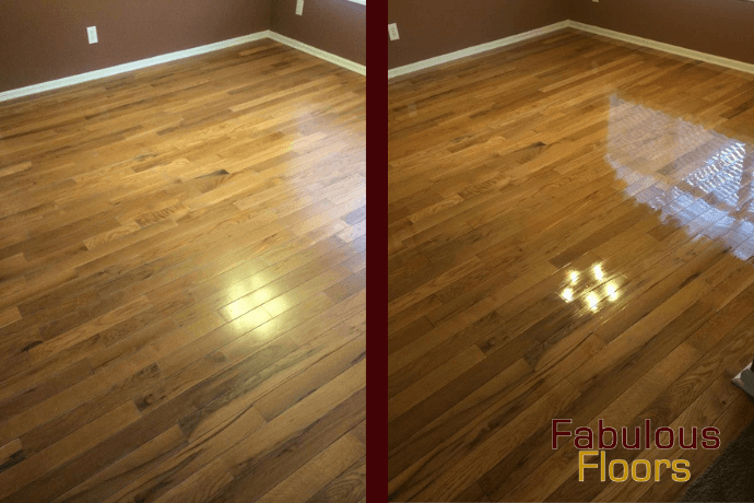 before and after hardwood floor refinishing in frisco, co