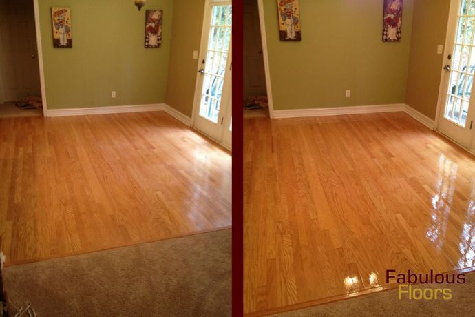 before and after hardwood floor resurfacing in lone tree, co