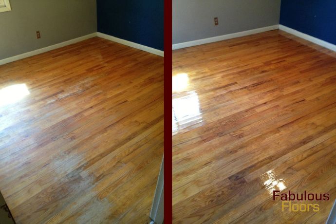 before and after hardwood refinishing project in centennial, co