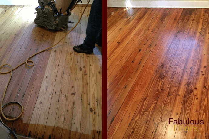 before and after hardwood floor refinishing in englewood, co