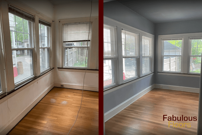 before and after hardwood refinishing in edgewater, co